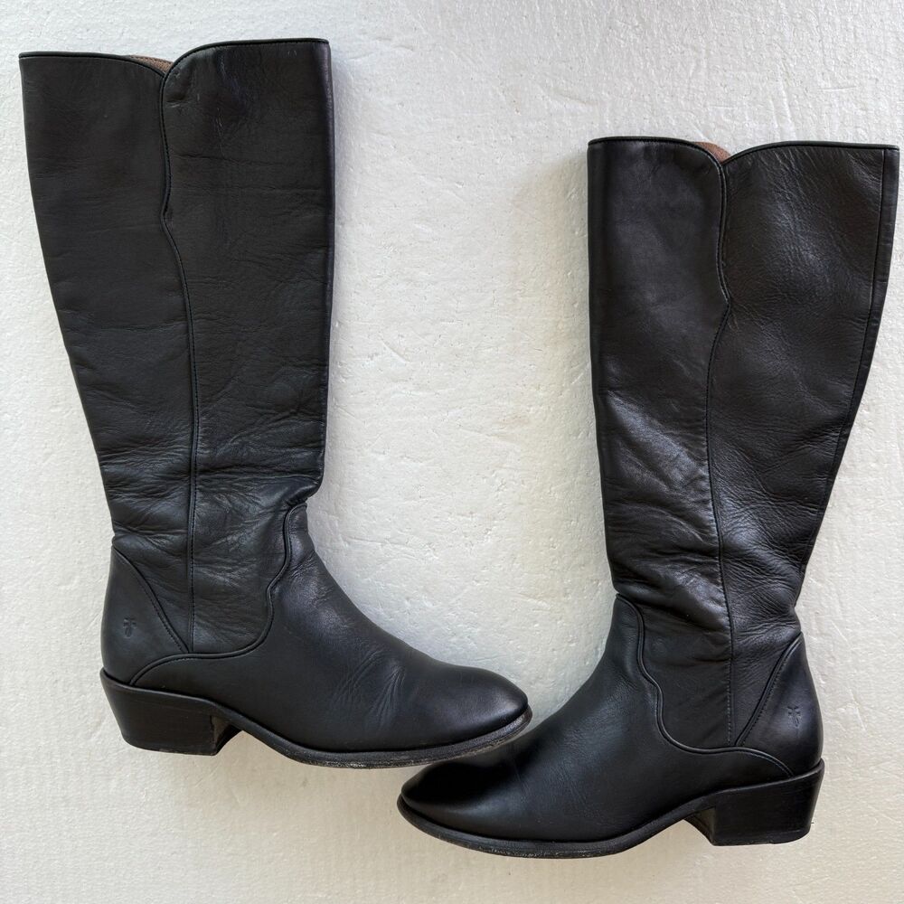 Size 8M - Frye Carson Piping Tall Black Leather  Women’s Boots
